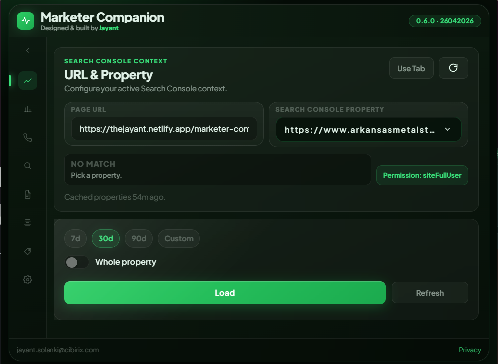 Configure URL and property in GSC Performance
