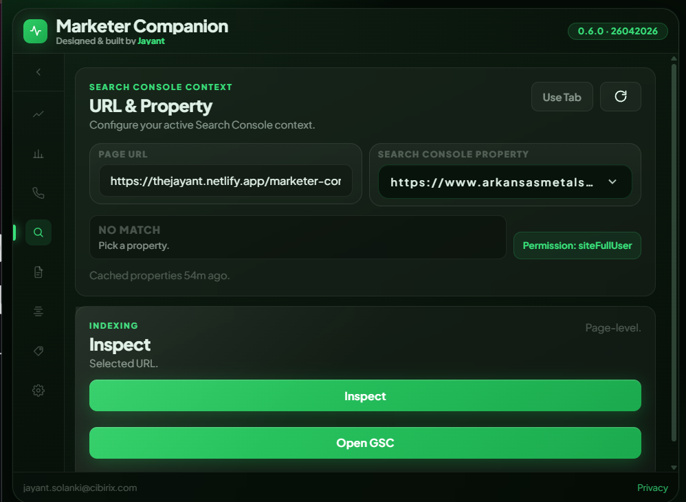 Select a URL and trigger Google Search Console inspection